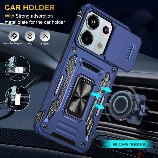 Ударостійкий чохол Camshield Army Ring для Xiaomi Poco X6 Pro Navy Blue 777-04982 фото