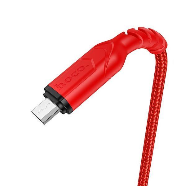 Кабель HOCO X59 USB to Micro 2.4A, 1m, nylon, TPE connectors, Red 6931474744906 фото