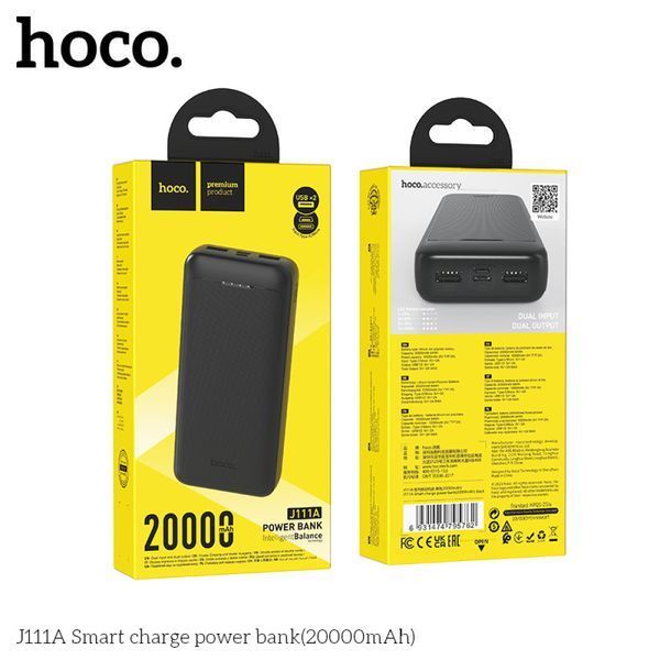 Портативный аккумулятор Hoco J111A 2xUSB/1xUSB Type-C/Micro 20000mAh Черный 216-00063 фото