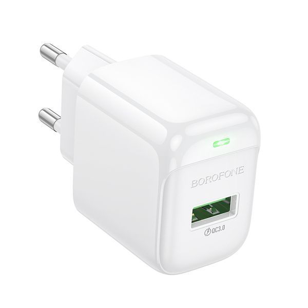 Мережевий зарядний пристрій BOROFONE BAS42A Potential single-port QC3.0 charger(EU) White 6941991113789 фото