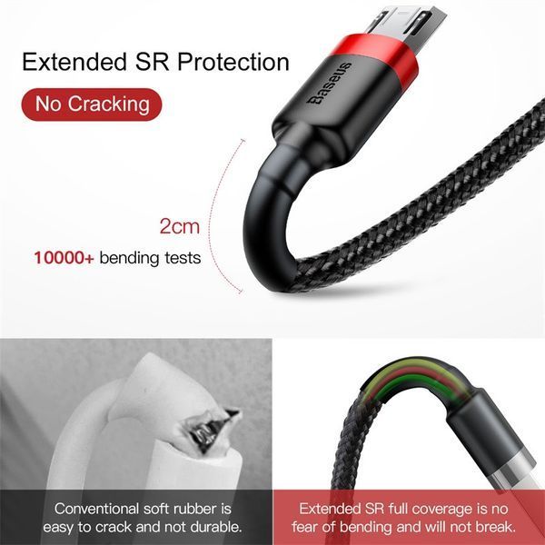 Кабель Baseus cafule Cable USB For Micro 2A 3m Red+Black CAMKLF-H91 фото