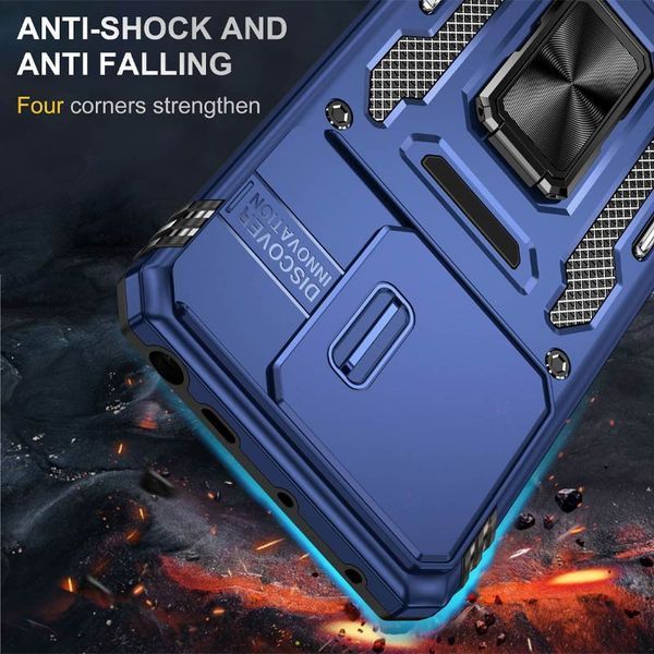 Ударостійкий чохол Camshield Army Ring для Xiaomi Poco X6 Pro Navy Blue 777-04982 фото