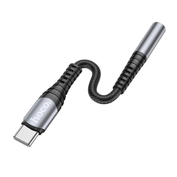 Аудиокабель HOCO LS33 Type-C to 3.5 female, nylon braid, 0,12m, Metal Gray 6931474761163 фото