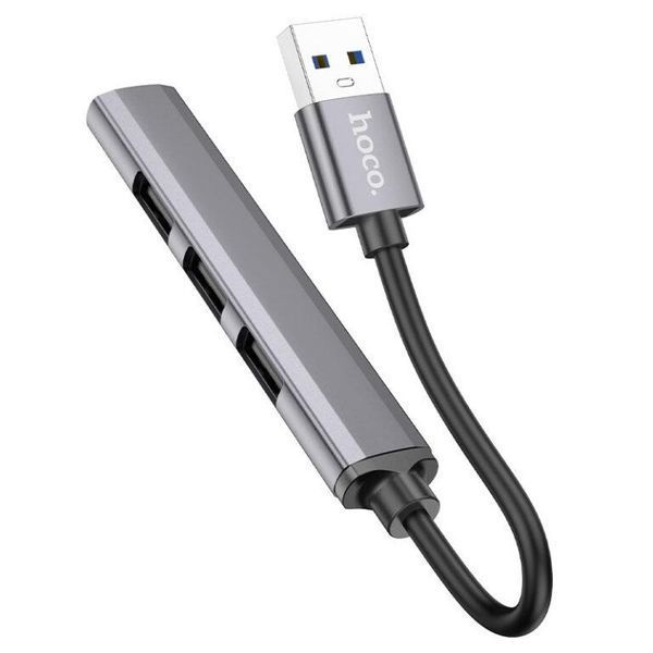 USB-хаб HOCO HB26 4 in 1 adapter(USB to USB3.0+USB2.0*3) Metal Gray 6931474765468 фото