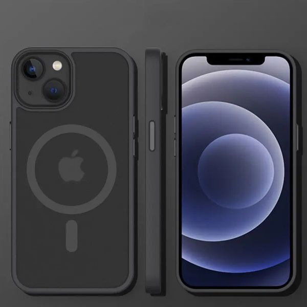 TPU+PC чохол Metal Buttons with MagSafe Colorful для Apple iPhone 15 (6.1") Black 555-03066 фото