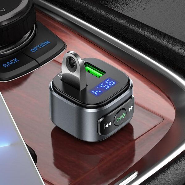 АЗУ с FM-модулятором HOCO E67 Fighter QC3.0 18W car BT FM transmitter Black 6931474762122 фото