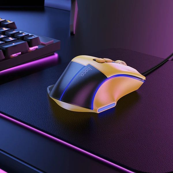 Манипулятор мышь HOCO GM31 Overlord luminous gaming wired mouse Black Yellow 6942007629201 фото