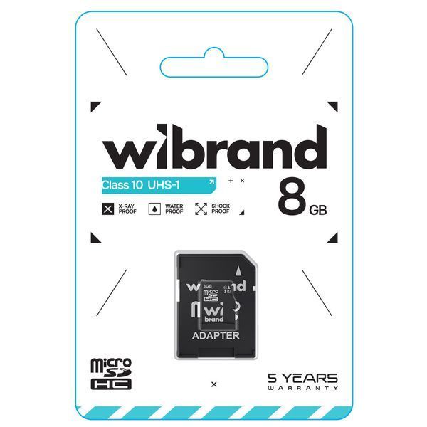 Карта пам'яті microSDHC (UHS-1) Wibrand 8Gb class 10 (adapter SD) WICDHC10/8GB-A фото