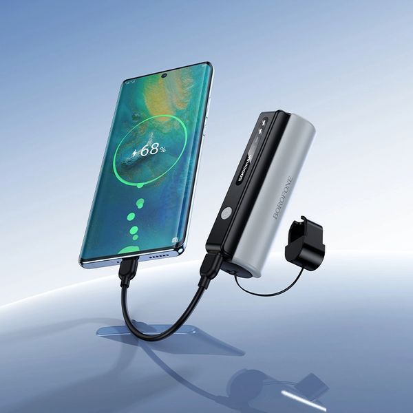 Зовнішній акумулятор BOROFONE BJ87 Star power bank with flashlight and cable(5000mAh) Black 6941991126901 фото