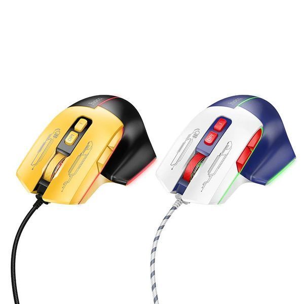 Манипулятор мышь HOCO GM31 Overlord luminous gaming wired mouse Black Yellow 6942007629201 фото