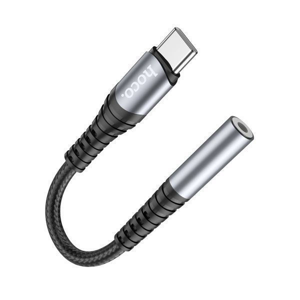 Аудиокабель HOCO LS33 Type-C to 3.5 female, nylon braid, 0,12m, Metal Gray 6931474761163 фото