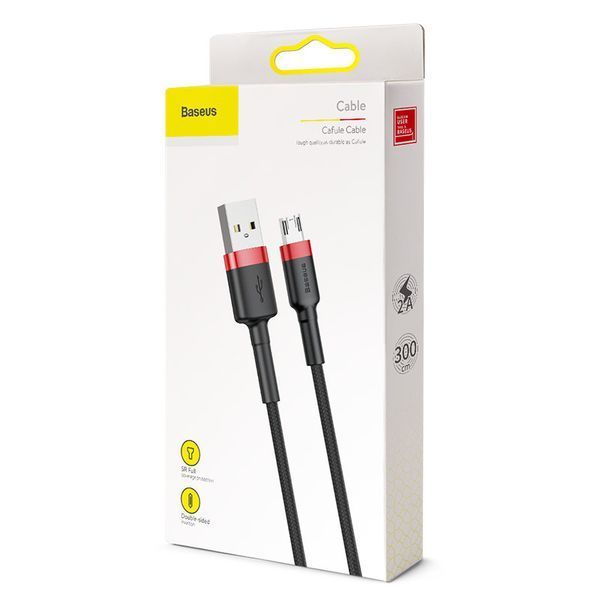 Кабель Baseus cafule Cable USB For Micro 2A 3m Red+Black CAMKLF-H91 фото
