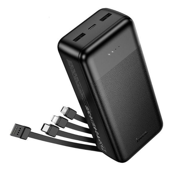 Зовнішній акумулятор HOCO J163B Wonderful power bank with 4 cables(30000mAh) Black 656-05410 фото