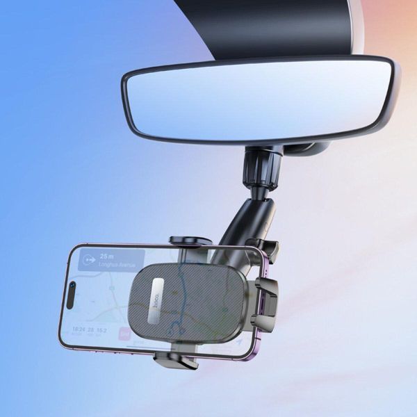 Тримач для мобільного HOCO H17 Waves rearview mirror car holder Black 656-00493 фото