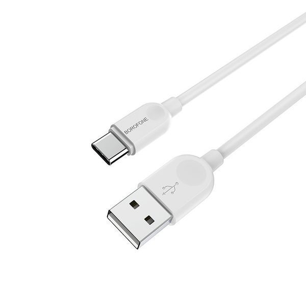 Кабель BOROFONE BX14 USB to Type-C 2.4A, 2m, PVC, TPE connectors, White 6957531090021 фото