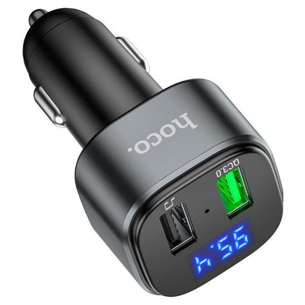 АЗУ с FM-модулятором HOCO E67 Fighter QC3.0 18W car BT FM transmitter Black 6931474762122 фото