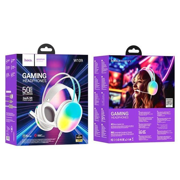 Наушники HOCO W109 Rich gaming headphones White 656-00944 фото