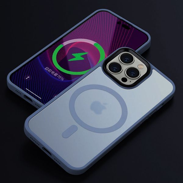 TPU+PC чохол Metal Buttons with MagSafe Colorful для Apple iPhone 14 Pro (6.1") Sierra Blue 555-03116 фото