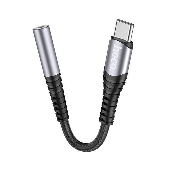 Аудиокабель HOCO LS33 Type-C to 3.5 female, nylon braid, 0,12m, Metal Gray 6931474761163 фото
