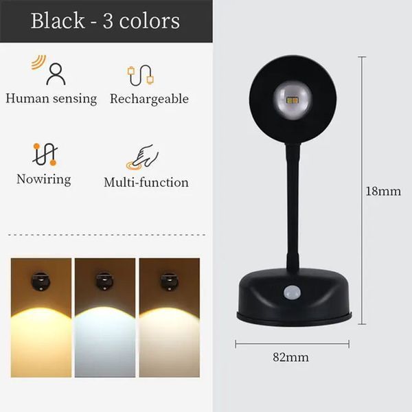 Настільна лампа LED з датчиком руху 3 colour light MZ-L2201 Black 656-03707 фото