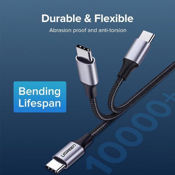 Кабель UGREEN US261 USB-C to USB-C PD Fast Charging Cable 3A Max Gray Black 1m UGR-50150 фото