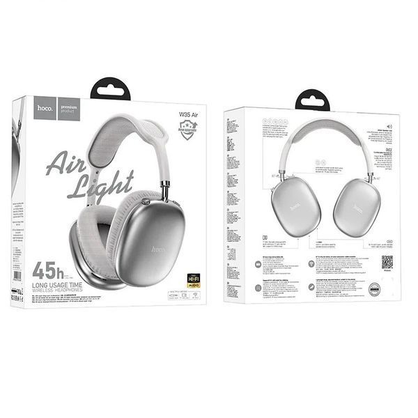 Беспроводные накладные наушники HOCO W35 Air Triumph BT headset Silver 6942007616348 фото