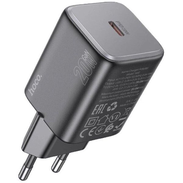 Сетевое зарядное устройство HOCO N40 Mighty single port PD20W charger Black 656-01372 фото