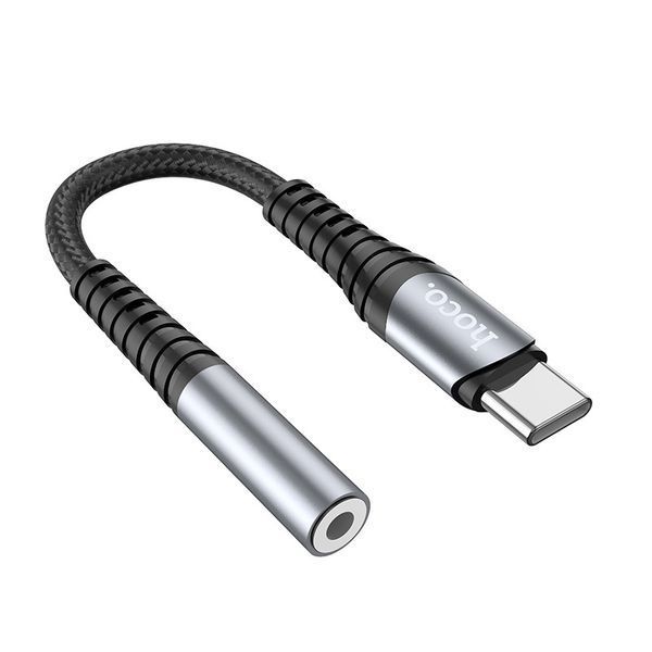 Аудиокабель HOCO LS33 Type-C to 3.5 female, nylon braid, 0,12m, Metal Gray 6931474761163 фото