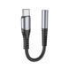 Аудиокабель HOCO LS33 Type-C to 3.5 female, nylon braid, 0,12m, Metal Gray 6931474761163 фото 1