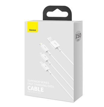 Кабель Baseus Superior Series USB to M+L+C 3.5A 1.5m White CAMLTYS-02 фото