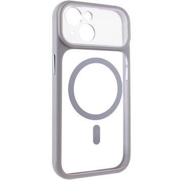Чехол TPU+PC GETMAN Moon Clear with MagSafe для Apple iPhone 13 (6.1") Grey 656-08444 фото