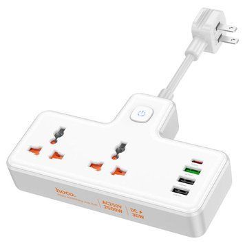 Сетевой удлинитель HOCO AC12 Reise 2-position expansion socket(PD30W/1C3A) (US) White 656-03199 фото