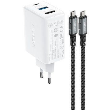 МЗП Acefast A17 PD65W GaN (1USB-A/1C/1HDMI) + кабель Type-C to Type-C White ILSO-00000065897-2 фото