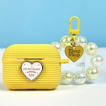 Силіконовий чохол Silicone case Lovely Heart для навушників AirPods Pro Yellow 203-00468 фото