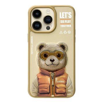 Чехол TPU+PC Nimmy 3D with Metal Buttons для iPhone 15 Pro Bear Khaki 656-02531 фото