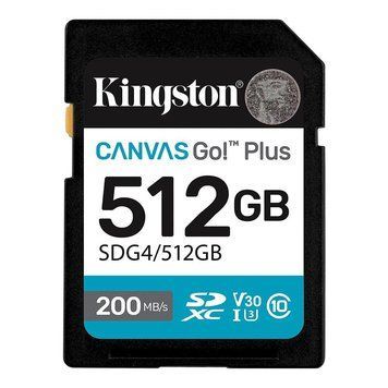 Карта памяти SDXC (UHS-1 U3) Kingston Canvas Go! Plus 512Gb class 10 A2 V30 (R200MB/s, W160MB/s) SDG4/512GB фото