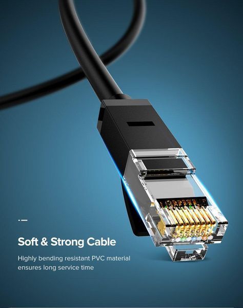 Кабель UGREEN NW102 Cat 6 U/UTP Lan Flat Cable 15m (Black)(UGR-50180) UGR-50180 фото