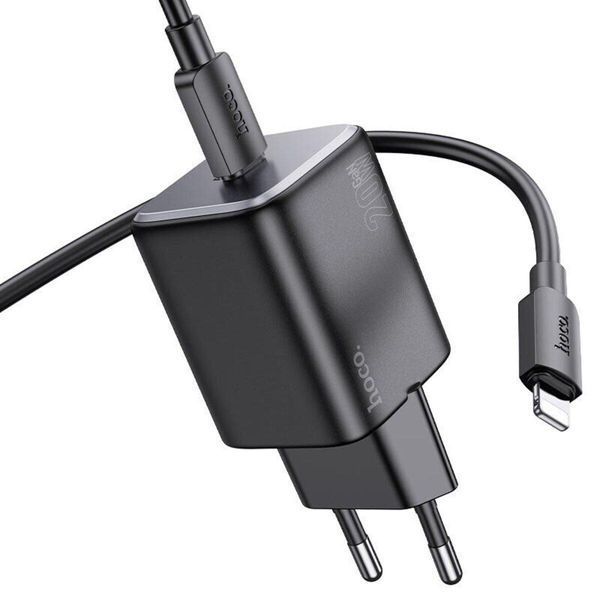 Сетевое зарядное устройство HOCO N40 Mighty single port PD20W Charger Set(C to iP) Black 656-01373 фото