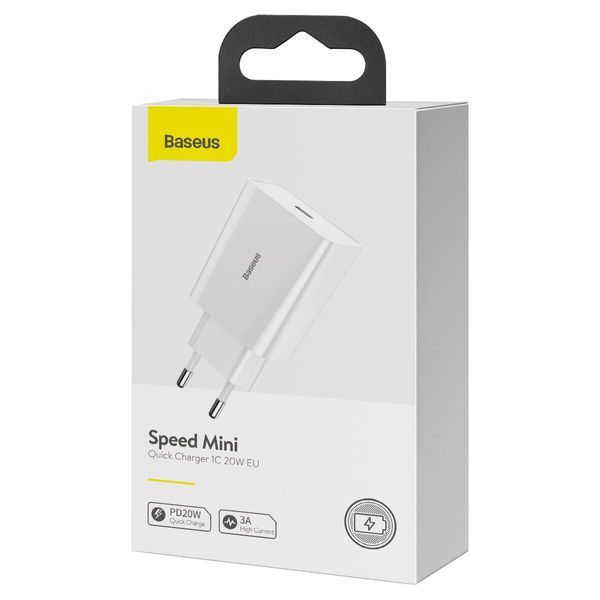 Мережевий зарядний пристрій Baseus Speed Mini Quick Charger 1C 20W EU White 656-01306 фото