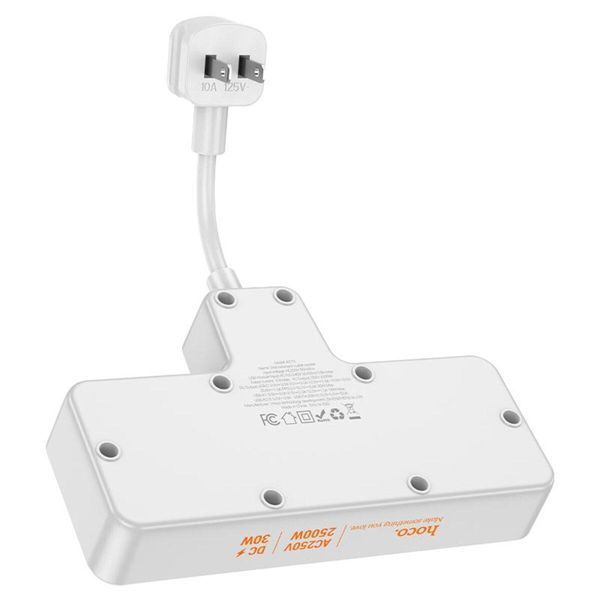 Сетевой удлинитель HOCO AC12 Reise 2-position expansion socket(PD30W/1C3A) (US) White 656-03199 фото