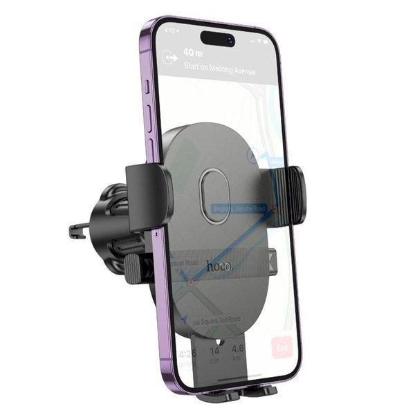 Держатель для мобильного HOCO H18 Mighty one-button car holder(air outlet) Black 656-00494 фото