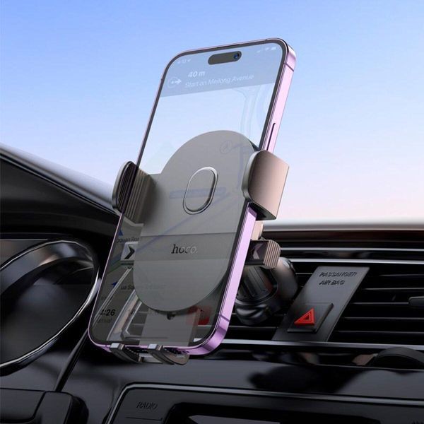 Держатель для мобильного HOCO H18 Mighty one-button car holder(air outlet) Black 656-00494 фото