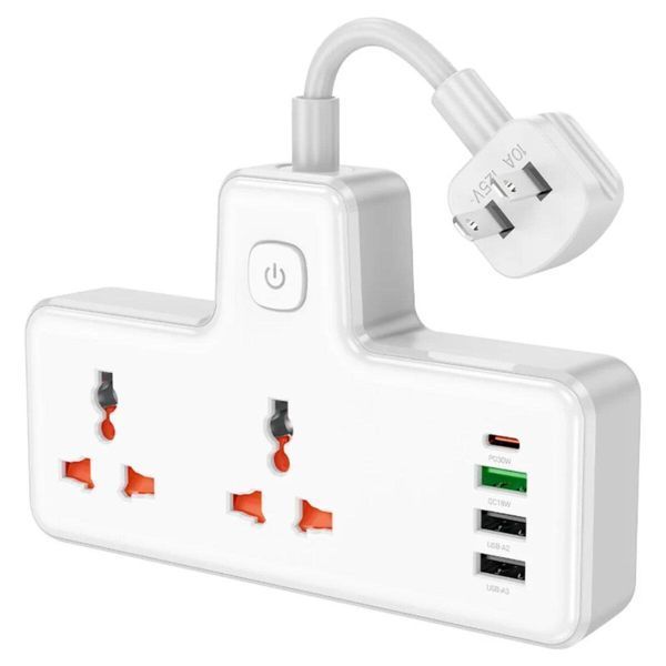 Сетевой удлинитель HOCO AC12 Reise 2-position expansion socket(PD30W/1C3A) (US) White 656-03199 фото