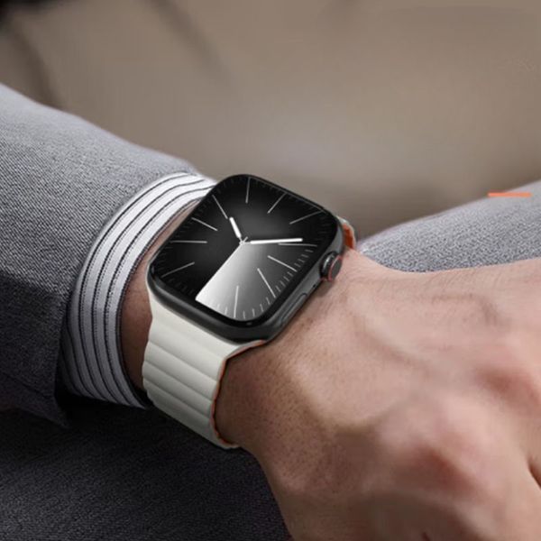 Ремінець BlueO Magnetic Silicone для Apple Watch 42(ser.1-3)/44/45/46/49mm White / Orange 212-01781 фото