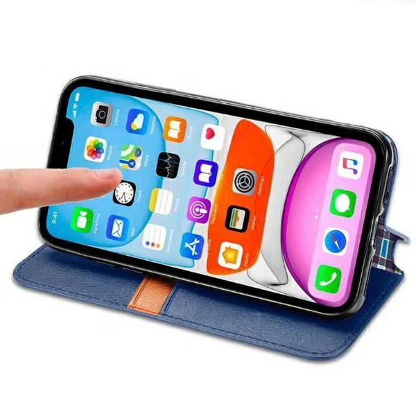 Шкіряний чохол-книжка GETMAN Cubic для Xiaomi Redmi 9 Синій 555-01972 фото