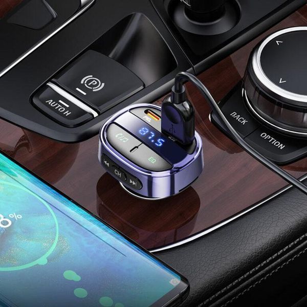 АЗУ с FM-модулятором HOCO E70 PD30W+QC3.0 car BT FM transmitter Magic Night 6931474765246 фото
