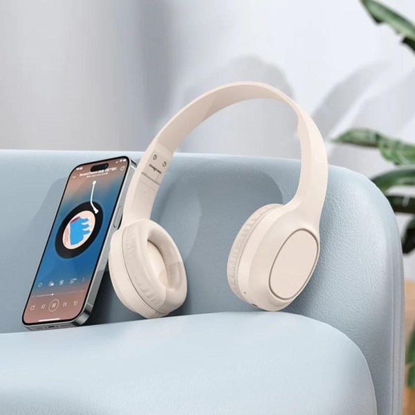 Бездротові накладні навушники HOCO W46 Charm BT headset Milky White 656-03812 фото
