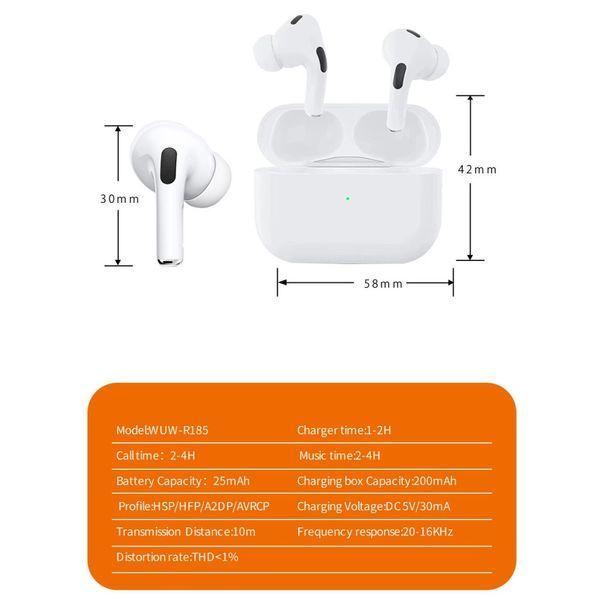 Беспроводные Bluetooth наушники WUW R185 TWS Белые 202-00234 фото