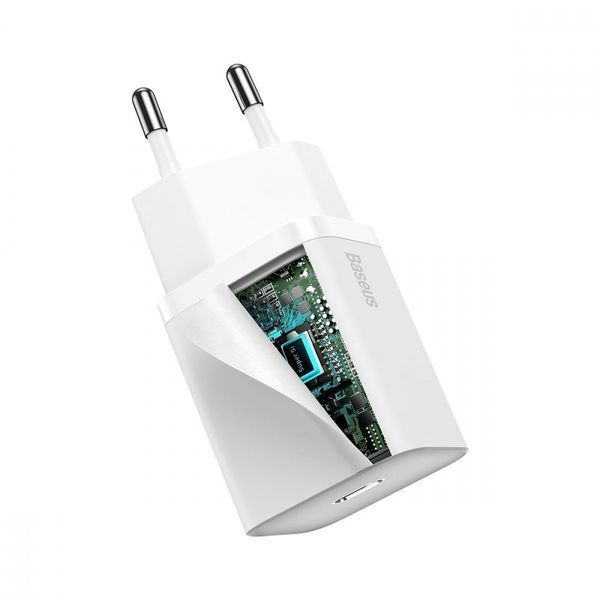 МЗП Baseus Super Silicone PD Charger 20W (1Type-C) + With Cable Type-C to Lightning White 209-00280 фото