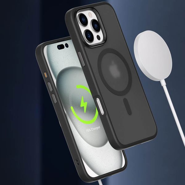 TPU+PC чохол Metal Buttons with MagSafe Colorful для Apple iPhone 16 Pro Max (6.9") Black 555-03017 фото